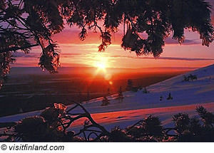 Sonnenuntergang im Winter, Finnland