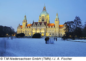 Winterstimmung in Hannover am Neuen Rathaus