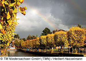 Regenbogen Ã¼ber den Auricher Hafen, Ostfriesland